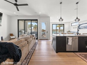 Smart TV, fireplace, video games, stereo