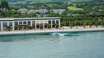 Private beach, white sand, free beach cabanas, sun-loungers