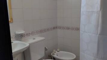 Ducha, toallas, jabón, shampoo