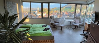 Rhine view apartment Laufenburg, panorama apartment, carport, KONUS=Bus+train free of charge