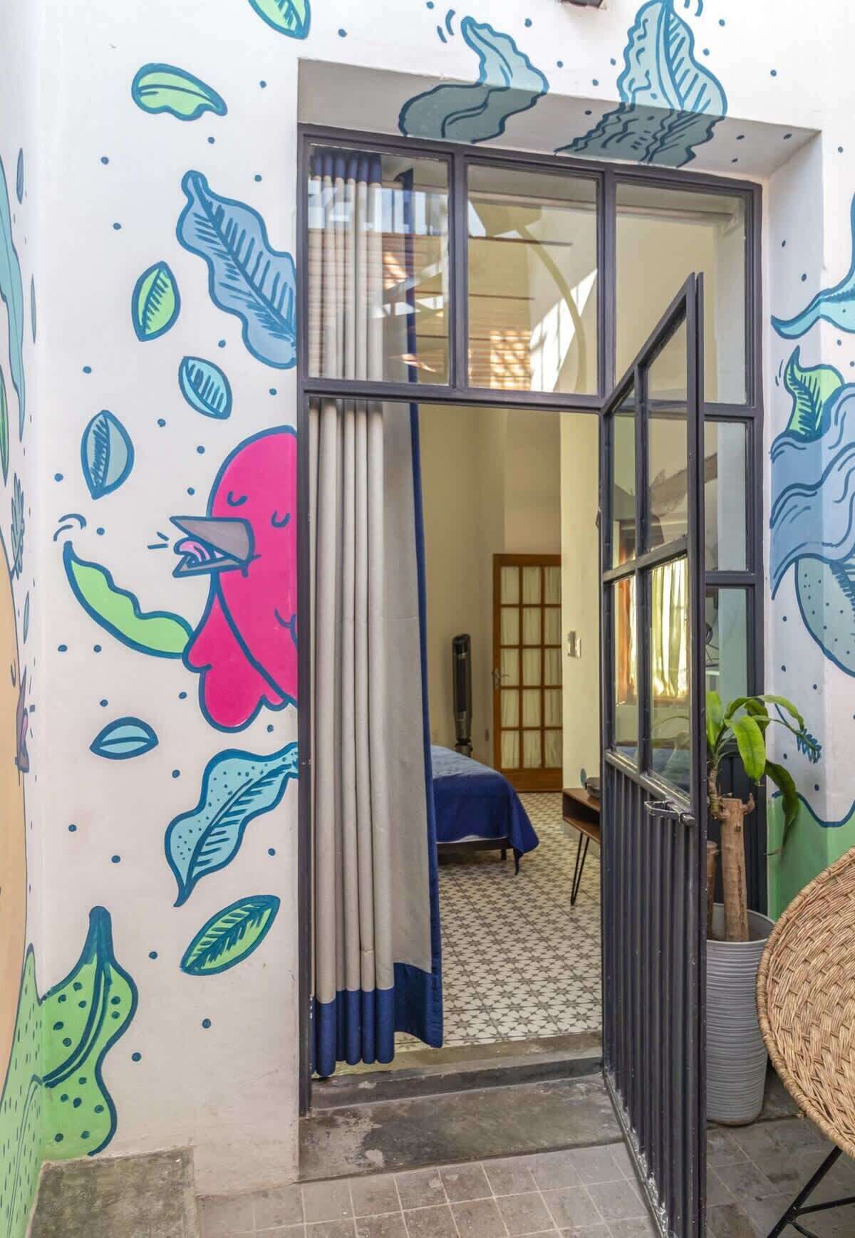 1 bedroom, desk, iron/ironing board, travel crib