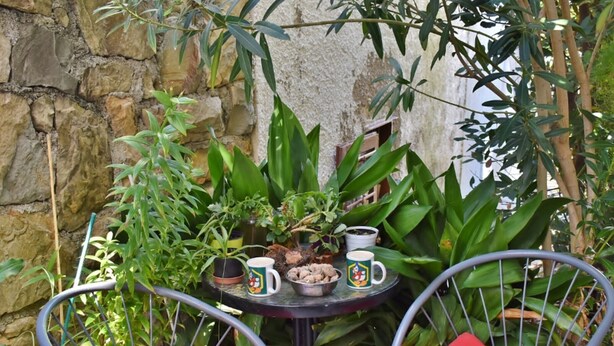 Outdoor dining - Apartments Jug - Comfort Studio Apartment with Balcony (Lopar)