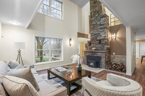 TV, fireplace