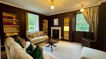 Smart TV, fireplace, video games, books