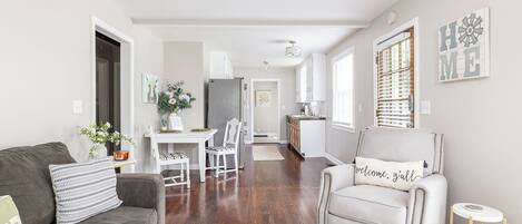 Smart TV, DVD player, books, video library