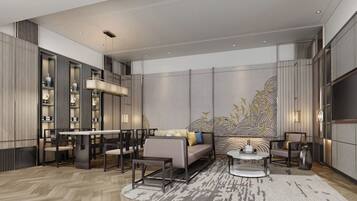 Premium bedding, down comforters, minibar, in-room safe