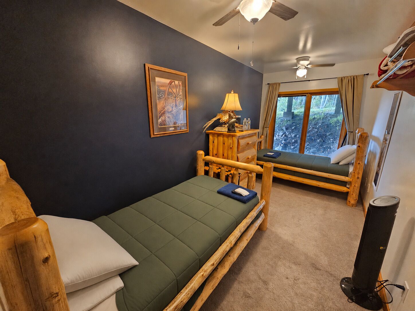 Premium bedding, memory foam beds, laptop workspace, iron/ironing board