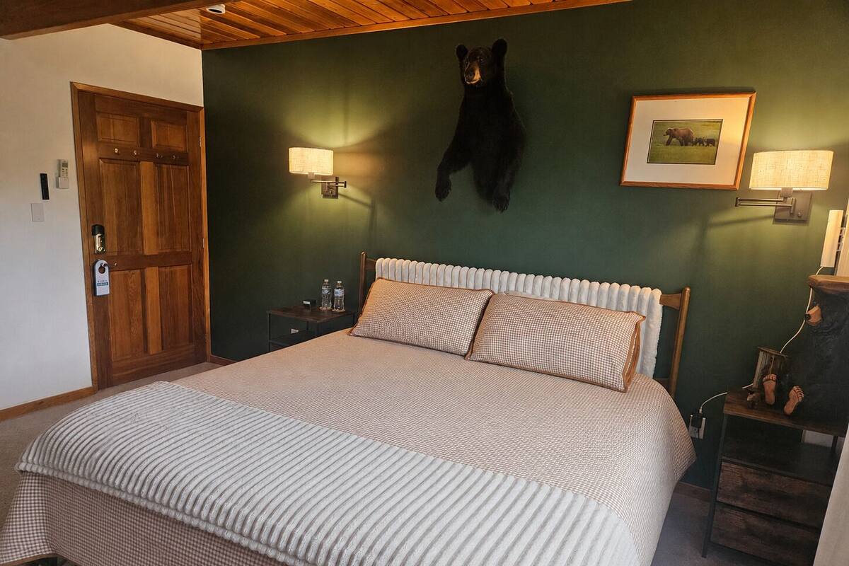 Premium bedding, memory foam beds, laptop workspace, iron/ironing board