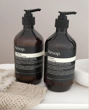 Asciugacapelli, asciugamani, sapone, shampoo