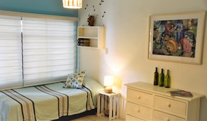 1 bedroom, blackout drapes, soundproofing, free WiFi