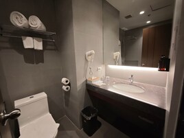 Ducha, secador de pelo, bidet, toallas
