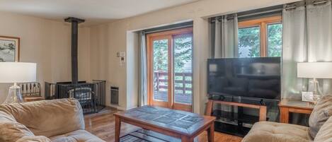 Smart TV, fireplace, foosball, table tennis