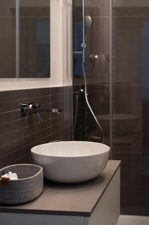 Ducha, secador de pelo, bidé y toallas