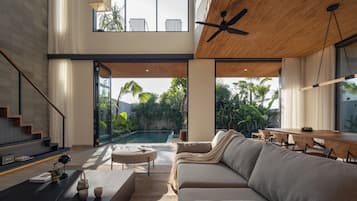 65-inch flat-screen TV with cable channels