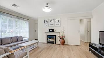 TV, DVD player, books