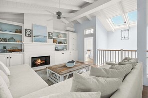 TV, fireplace, offices