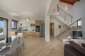 Family Villa, 6 Bedrooms, Private Pool, Garden View | Living area | Flat-screen TV - Villa Katerina (Chania)