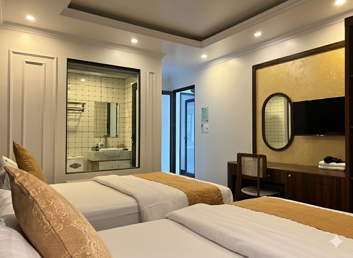 Deluxe Room, 2 Double Beds, Non Smoking | Desk, soundproofing, free WiFi, bed sheets