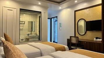 Deluxe Room, 2 Double Beds, Non Smoking | Desk, soundproofing, free WiFi, bed sheets