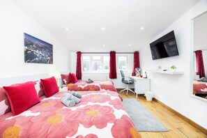 2 bedrooms, desk, iron/ironing board, travel cot