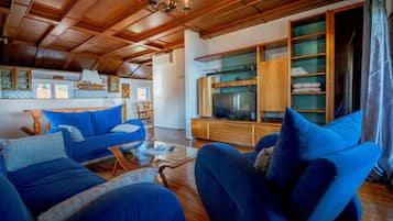 Panoramic Duplex, 3 Bedrooms, Balcony, Sea View | Living area | Flat-screen TV