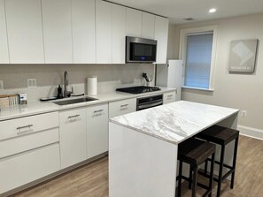 Fridge, microwave, oven, stovetop - Bright Logan Circle 1b1b Terrace Level Apartment (Washington)