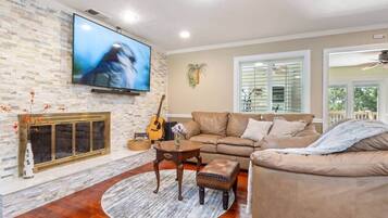 Fireplace, video games, ping pong, books