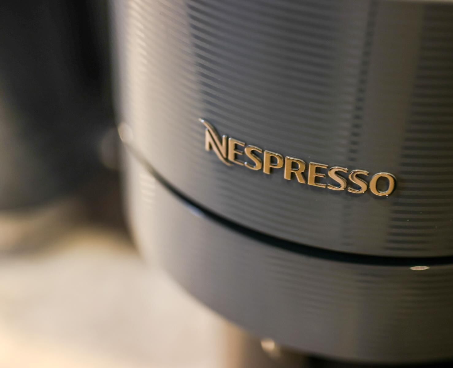 A close-up of a Nespresso coffee machine.