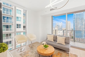 Panoramic Condo, 1 Bedroom, Balcony, City View | Living area | 55-inch Smart TV with digital channels, Netflix, streaming services - Miami Downtown Condos (Miami)