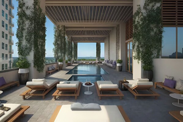 Outdoor pool, open 7:00 AM to 7:00 PM, pool loungers - Miami Downtown Condos (Miami)