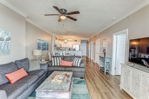 Condo, Multiple Beds (Ocean Villa 1803) | Living area | TV