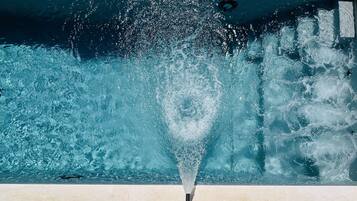 Outdoor pool, pool loungers