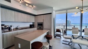 Fridge, microwave, oven, stovetop - 25 min to FIFA! Beachfront Getaway – Stylish 2BR with Direct Views (Hollywood)