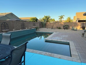 Outdoor pool, a heated pool - Spacious open concept rancher with private heated pool in Johnson Ranch (San Tan Valley)