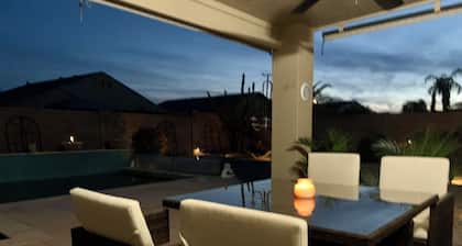 Spacious open concept rancher with private heated pool in Johnson Ranch