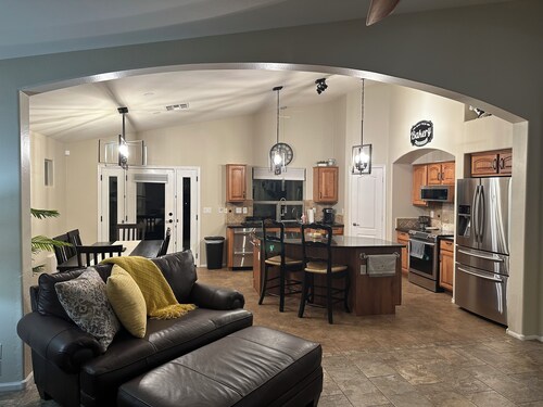 Spacious open concept rancher with private heated pool in Johnson Ranch