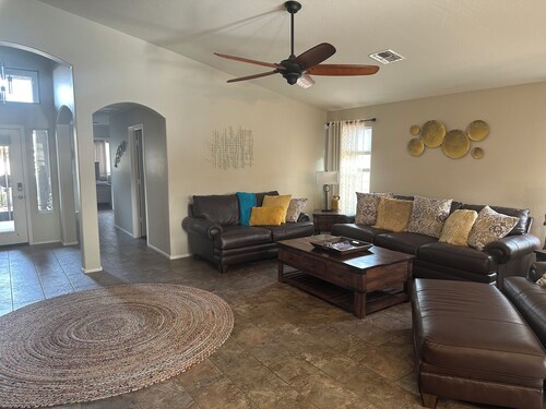 Spacious open concept rancher with private heated pool in Johnson Ranch