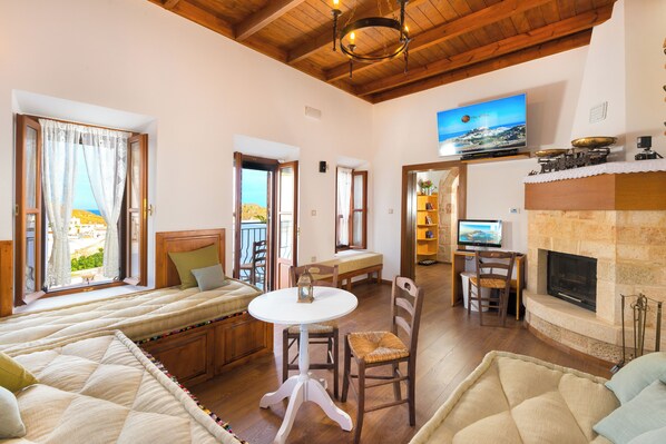 TV, fireplace, DVD player