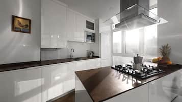 Apartment | Private kitchen | Fridge, microwave, oven, stovetop