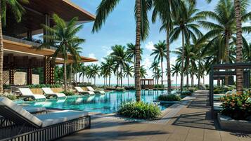 3 outdoor pools, pool umbrellas