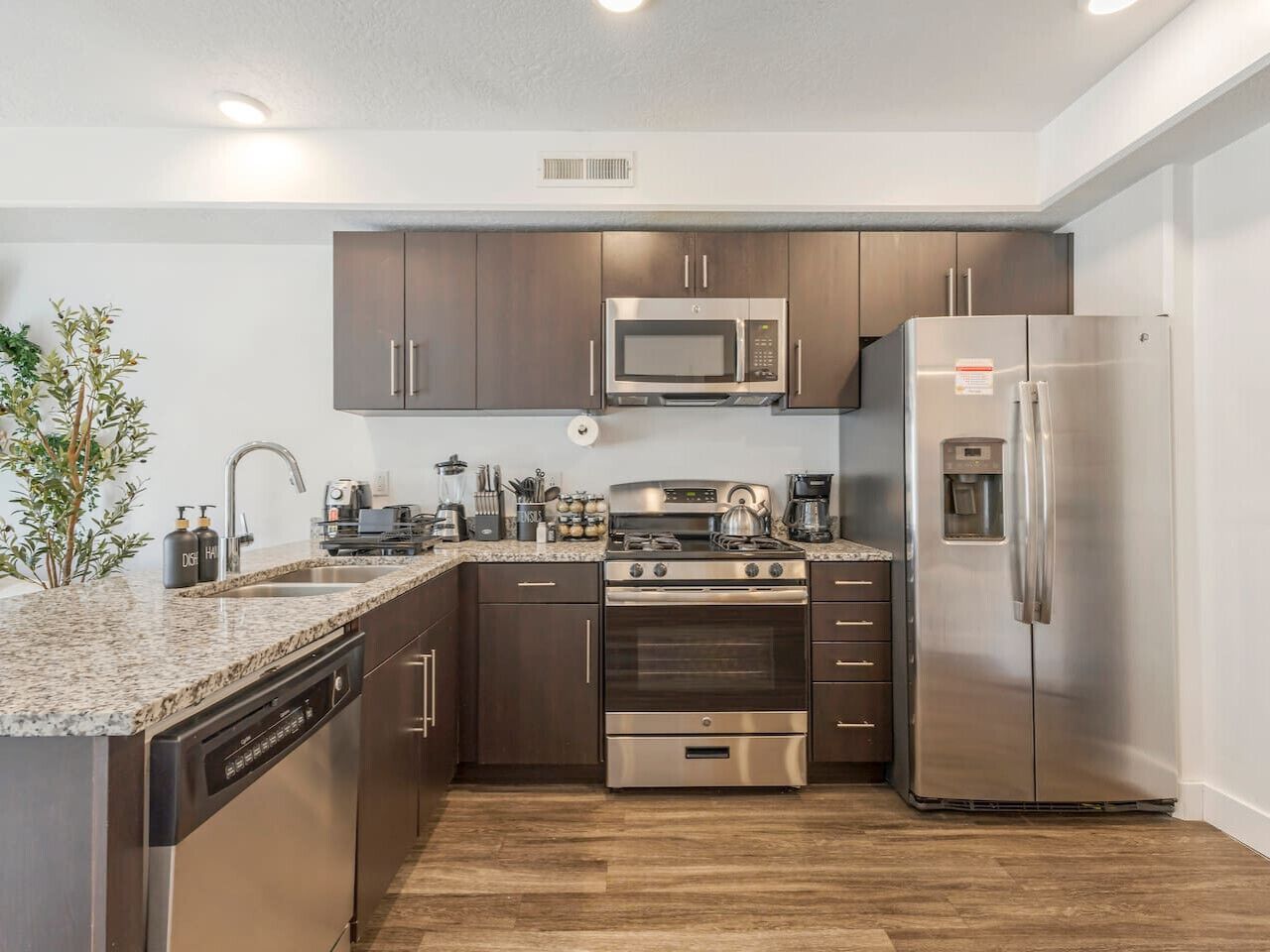 Fridge, microwave, stovetop, dishwasher