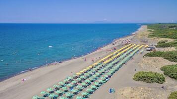 Rannalla, rantapyyhkeitä