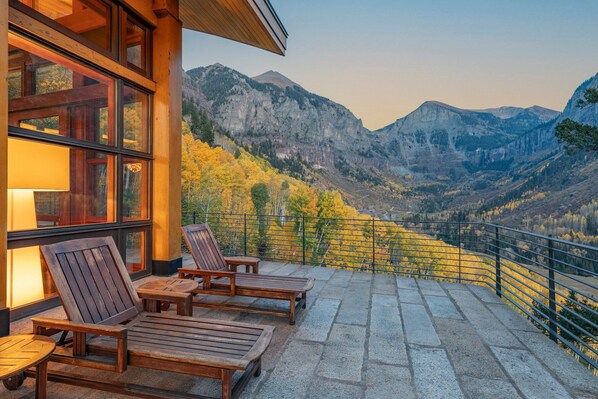 Terrace/patio - Stunning Hillside Home | Unparalleled Canyon Views, Gym, Hot Tub (Telluride)