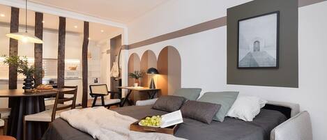 1 habitación, tabla de planchar con plancha, wifi y ropa de cama