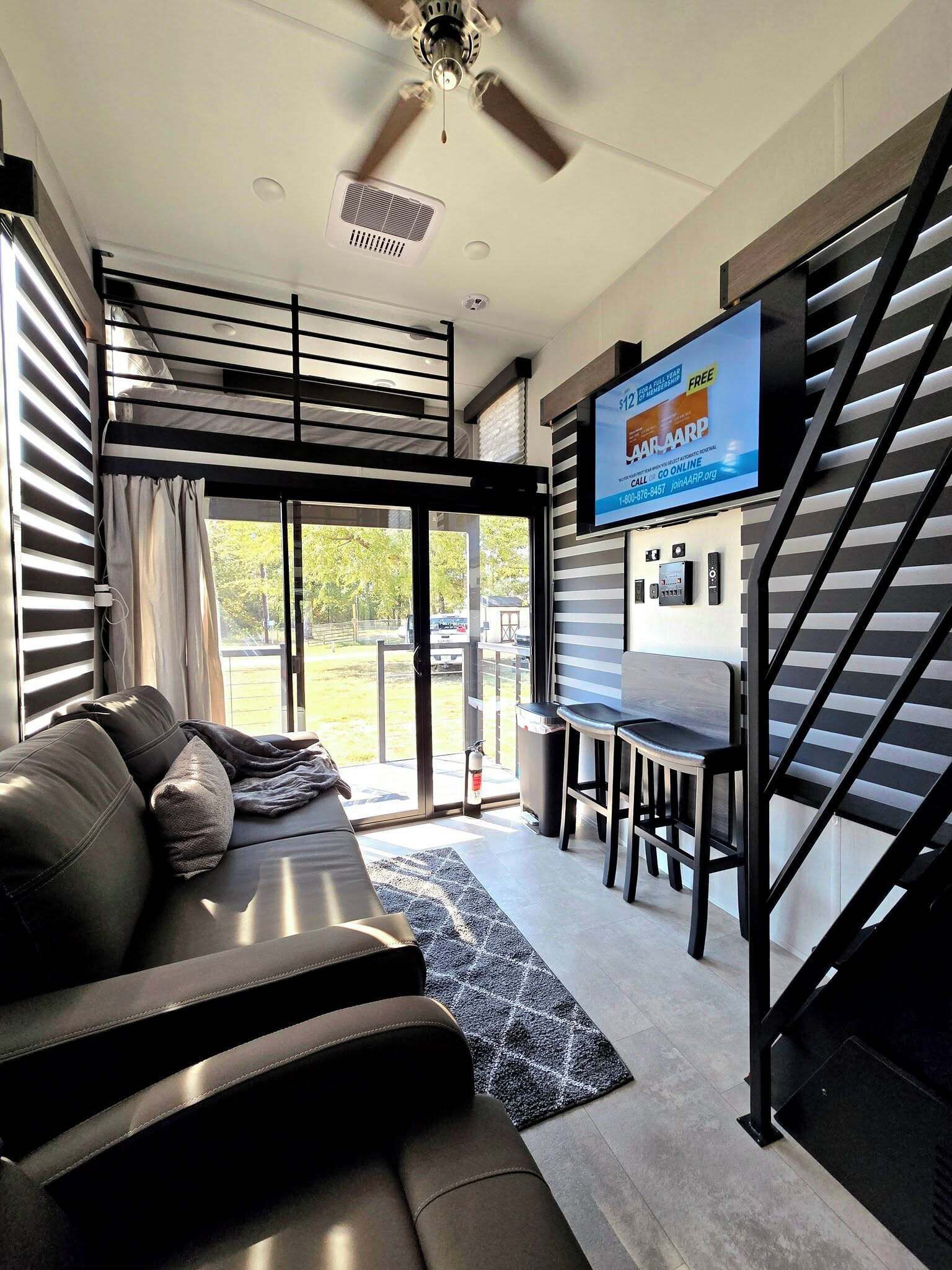 TV connectée, cheminée, livres