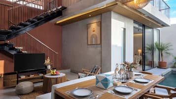 Vila Deluks, pemandangan kolam renang | Area keluarga | TV layar datar