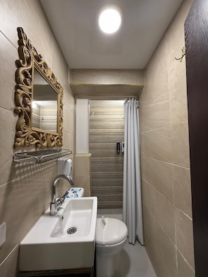Habitación cuádruple Deluxe | Baño | Tina y regadera independientes y regadera tipo lluvia 