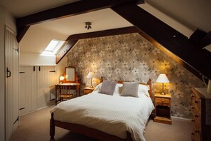 1 bedroom, desk, iron/ironing board, travel cot