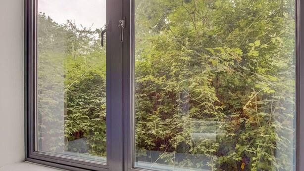 A window with a view of dense greenery outside. - Simplistic Apartment in Milton Keynes Near Willen Lake (Milton Keynes)