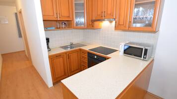 Kühlschrank, Mikrowelle, Herdplatte, Geschirrspüler